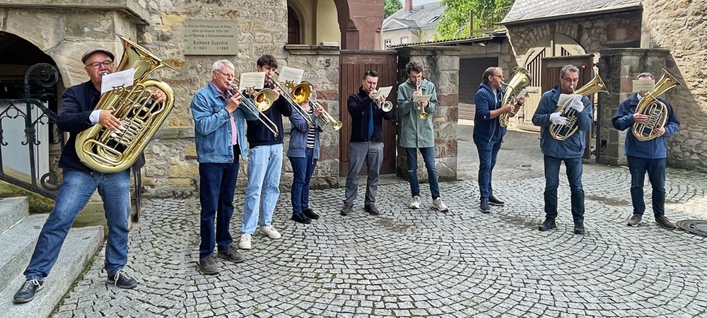 Das Blechensemble der Stadtkapelle Heppenheim begleitet musikalisch die Prozession an Christi Himmelfahrt