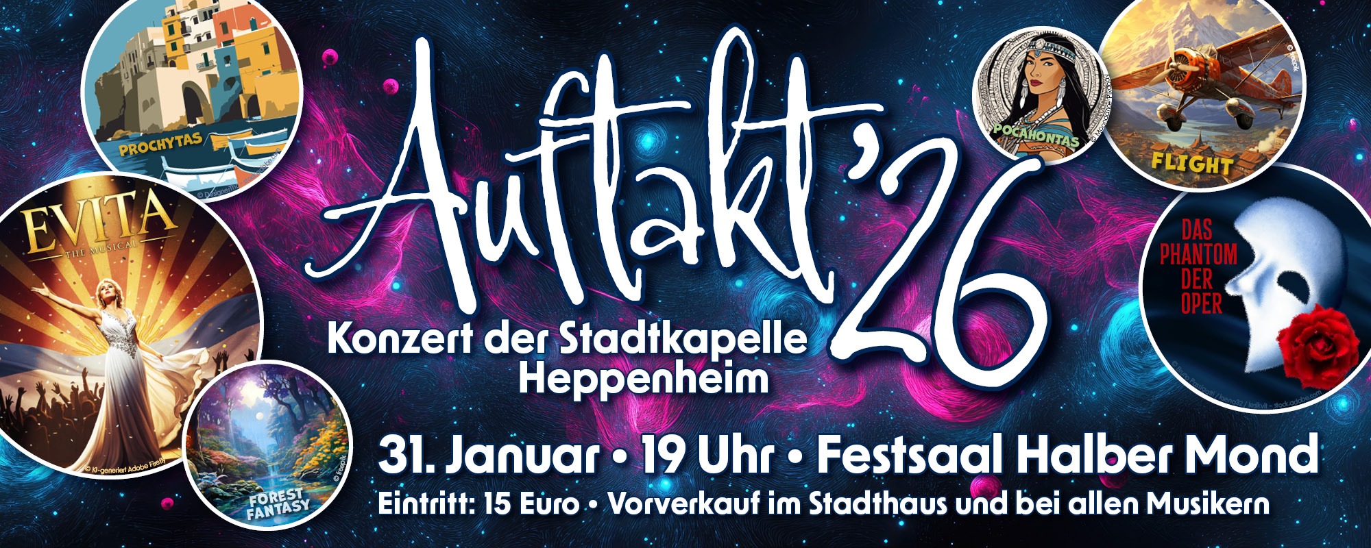 Auftakt '26 – Konzert der Stadtkapelle Heppenheim am 31. Januar 2026, 19 Uhr, unter der Leitung unseres Dirigenten Wilco Grootenboer Im Halben Mond.